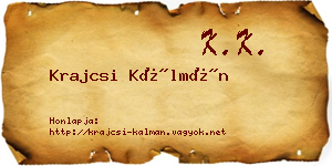 Krajcsi Kálmán névjegykártya