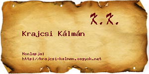 Krajcsi Kálmán névjegykártya